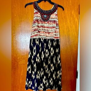Lucky Brand Women’s Dress Size Large Navy beaded Top